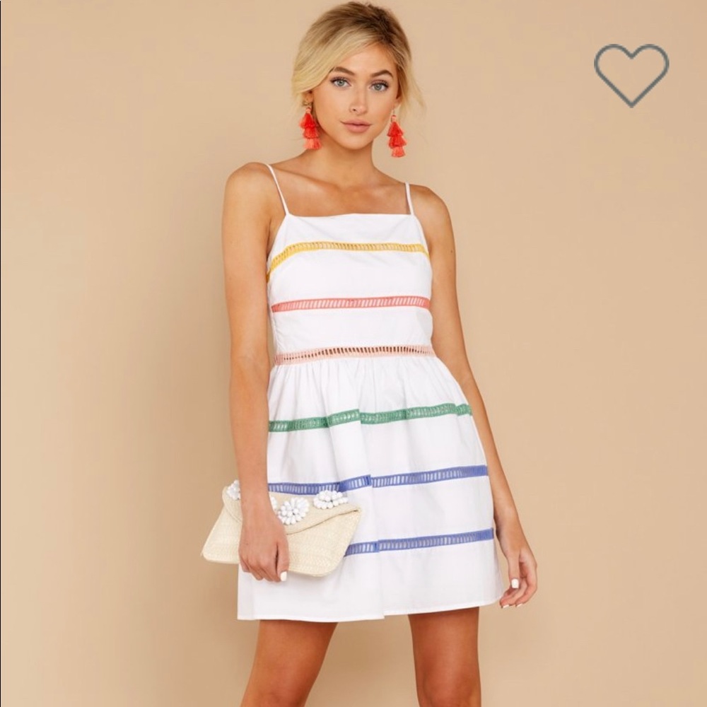 White Multi Color Dress